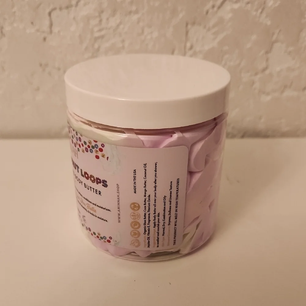 AMINNAH Fruit Loops Whipped Body Butter - Cream, Pastel Pink & Pastel Purple